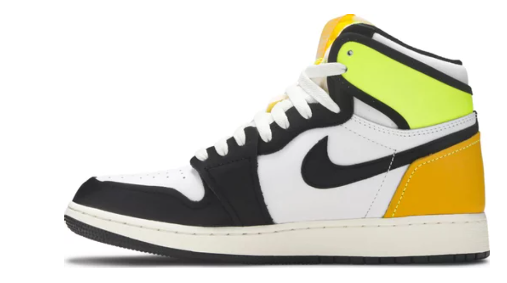 Jordan 1 Retro High White Black Volt University Gold (GS)