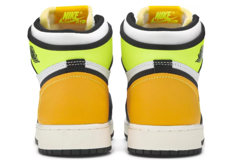 Jordan 1 Retro High White Black Volt University Gold (GS)